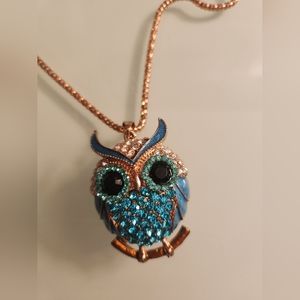Blue owl necklace